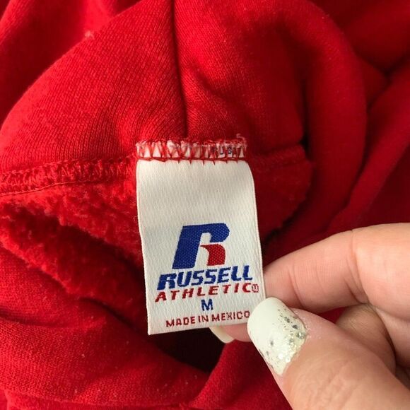 Vintage Russell Northern Illinois Hoodie Sweatshirt M Red Embroidered Pocket - Picture 6 of 6
